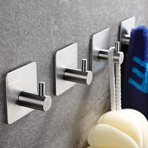 LYCXAMES Handtuchhaken Selbstklebend, 4 Stück Handtuchhalter ohne Bohren, Edelstahl Bademantelhaken Klebehaken Wandhaken, Wasserfest, rostfrei, Ideal für Bad Toilette Küche