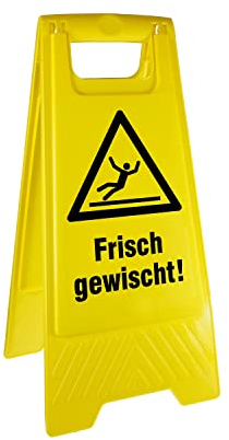 Warnaufsteller Frisch gewischt - Kunststoff - Gelb - Höhe 61 cm - zusammenklappbar - Betriebsausstattung24®