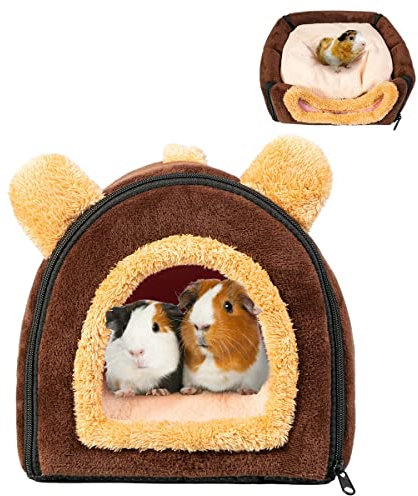 Pantula Meerschweinchen Bett Kuschelhöhle - Höhle Gemütliches groß Hamster Kleintier Bett Versteck mit Abnehmbarer Matte für Hamster Kaninchen Igel Chinchilla Bartagamen und Frettchen (Kaffee)
