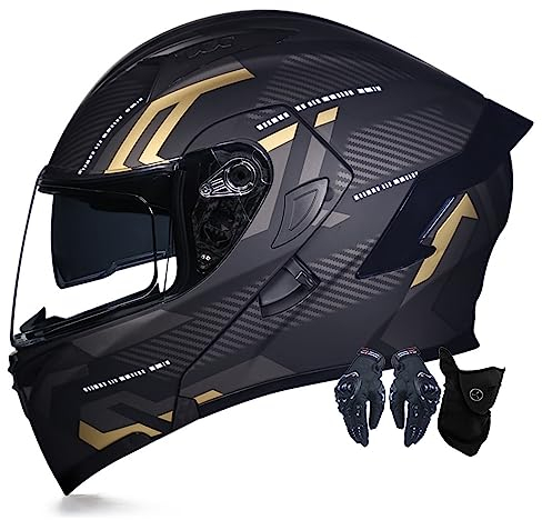 Motorradhelm Motorrad Klapphelm Für Männer Und Frauen Mit Doppelscheib Vollgesichts Motorrad Rennhelm DOT/ECE-Zugelassener Moped Street Racing Motocross Helm 1,XXL:63-64CM