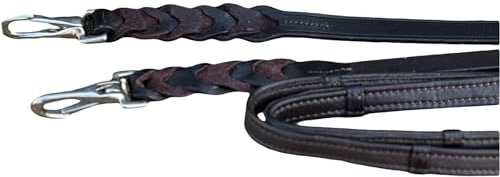 Equipride Zügel aus Leder zum Arbeiten von Hunter mit Schnellverschluss Karabinerhaken (Pony, schwarz)