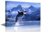 TISHIRON Jumping Killer Whales Wandkunst Orca Ozean Thema Bilder Druck auf Leinwand Ozean Tiere Moderne Kunst Wandkunst für Wohnzimmer Büro eingewickelt Poster und Drucke gerahmt fertig zum Aufhängen,