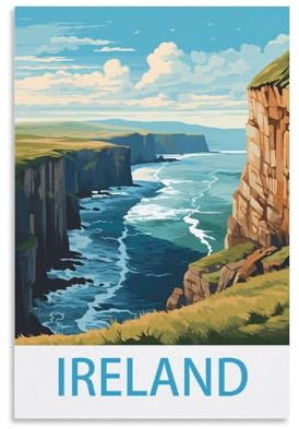 KmoNo Irland Vintage-Reise-Poster, 20 x 30 cm, Poster, Dekoration, Gemälde, Leinwand, Wandkunst, Wohnzimmer, Schlafzimmer