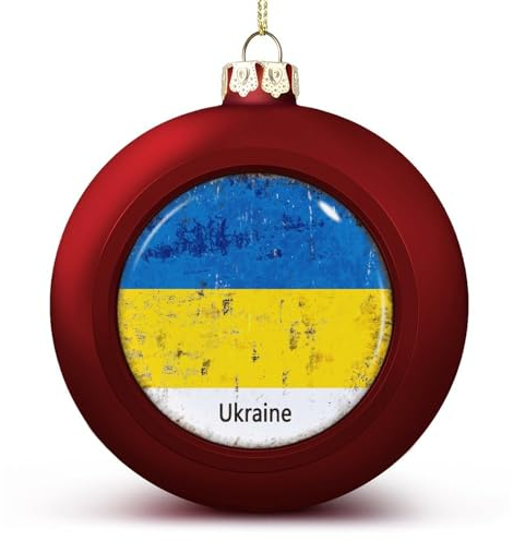 Nationalflagge Ball Ornamente, Ukraine Flagge Ball Ornamente für Weihnachtsbaum Dekoration, rote Ukraine Weihnachtskugel Ornament Weihnachtskugeln für Kinder Freunde