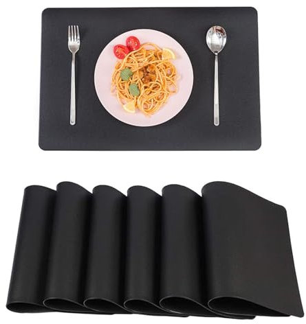 6 Tovagliette Sottopiatti in Pelle per Tavolo da Pranzo, Resistenti al Calore, Impermeabili, Lavabili, Antiscivolo, Rettangolari, per Interni, Decorazioni Natalizie