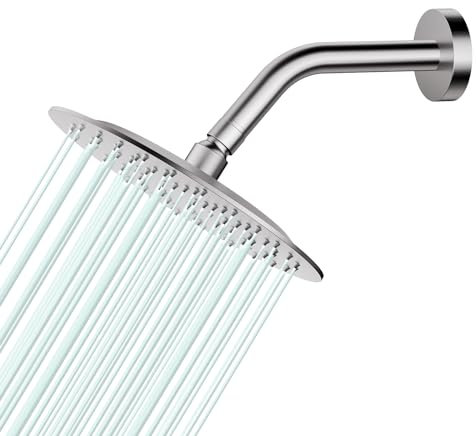 AULEEND Rain Shower Head, Work with Any Decorative Style，All Metal Rainfall Shower Head (Brushed Nickel, 8 Inch)