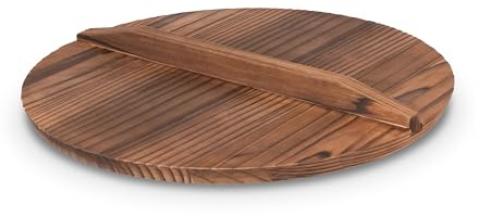 Craft Wok Lid for 14-Inch Woks Traditional Wooden Flat Cover Asian Cookware / 732W323-14in