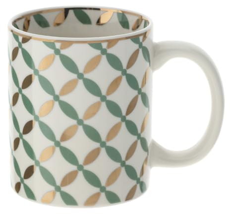 Hervit tazza mug porcellana DIA.8XH10CM VLK DESIGN 29229 verde e oro 1 pezzo