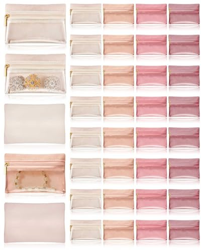 Uiifan 36 Pcs Travel Jewelry Pouches Bulk Elegant Color 4.53 x 3.15 Inch