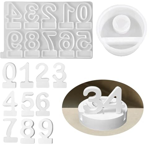 Silikonformen Gießformen, Zahlen 0-9 Silikonform Kerzenhalter mit Sockel, Zahlen Silikon Gießform Kerzenhalter, Zahlen Gießformen Silikon für DIY Kerzenhalter, Gips, Handwerk (mit Sockel)