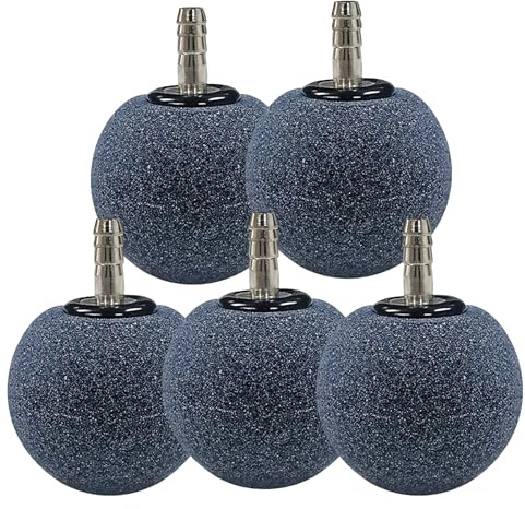 Holzsammlung Bulleur Aquarium, 5 PCS 50mm Noir Bulleur Aquarium Silencieux, Diffuseur d'Oxygène Rond Nano Bubble Air Stone, Accessoires Aquarium pour Aquariums, Etits Bassins, Marchés de Poissons
