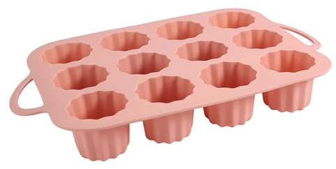 UCK-KIT Silikon-Muffinform mit verbrühungssicheren Griffen, 12-Tassen-Cupcake-Form in normaler Größe, BPA-freies, langlebiges Silikon-Muffinblech,Rosa
