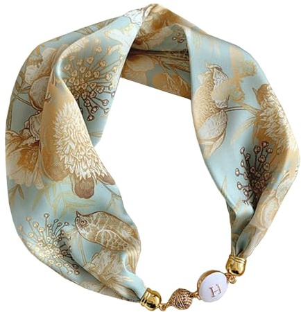 First Choose Seidenfell, magnetische Schnalle mit Strass, kleines Halstuch, Schlüsselbein-Kragen, Kopfbedeckung, Anhänger, Schal für Damen, Hellblau, 55x15cm