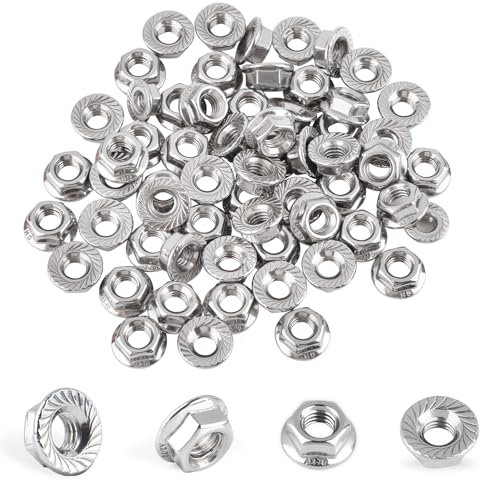 60 dadi esagonali di bloccaggio M6, DIN 6923, con flangia e dentatura di blocco, in acciaio inox A2 V2A, dadi autobloccanti