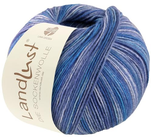LANA GROSSA Landlust Sockenwolle 6-fach | Sockenklassiker, bedruckt und waschmaschinenfest | Handstrickgarn aus 80% Schurwolle (Merino) & 20% Polyamid | 150g Wolle zum Stricken & Häkeln | 390m Garn