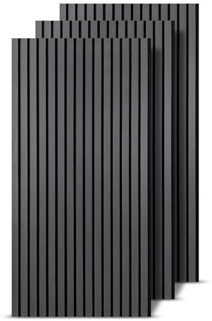 Fiqops 3X Akustikpaneele Holz 120x60cm Wandpaneele aus Holzfunier und Filz,Holzpaneele Grau,Wandverkleidung holz für Studio und Zuhause Innenwanddekoration – Großflächige Abdeckung