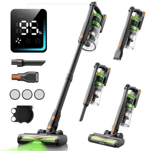 Cordless Vacuum Cleaner, 550W 45KPA 60 Mins Vacuum Cleaners for Home, Anti-Tangle Stick Vacuums with Rechargeable Battery, Dual-Handheld Lightweight Vacuum with Aromatherapy for Pet Hair Carpet Floors