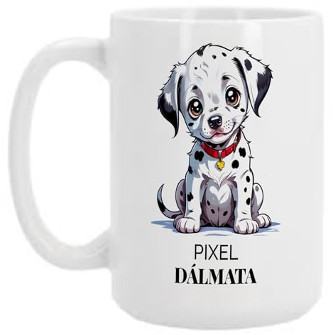 Bee Ingenious Taza Personalizada con Dalmata y Nombre - Taza XL 15oz - 443ml de Cerámica para Desayuno | Regalo Ideal para Amantes de Perros (Dalmata)