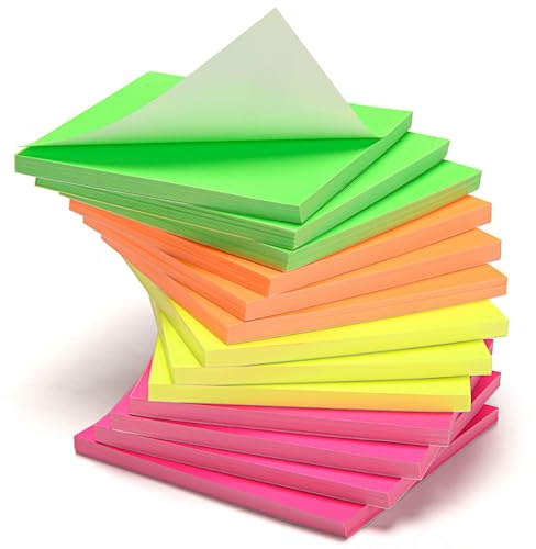 ideen.kollektiv IonNotes elektrostatische Haftnotizen – 1048 Blätter in 4 Farben (Orange, Grün, Gelb, Rosarot) – 76 mm x 76 mm – wasserfest und frei beweglich – ideal für Meetings, Brainstorming, Büro