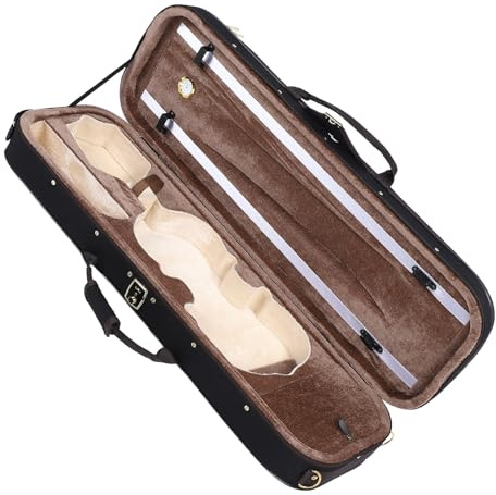 Violinlåda i 4/4 Storlek, Hårdskal Violinförvaringsväska med Hygrometer, Elegant Stil, för Skydd Av Musikinstrument, Kontroll Av Luftfuktighet, Bibehåll Ljudkvalitet