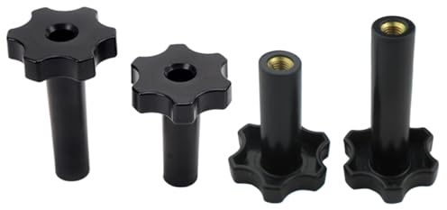 Soft Ice Cream Machines Screw Nuts, M10, 2pcs Short + 2pcs Long, Black, ABS Plastic Copper Screws, Tight Clamping Nuts, Ice Cream Maker Replacement Accessories, Flower Gear Shaped Knob
