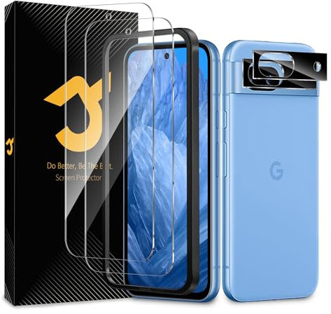 JZG 2 x Protector Pantalla para Google Pixel 8a (6,10 Pulgadas) con 2 x Protector de Lente de Cámara, Autorreparación, Compatible Huellas Dactilares ID, HD Clara, Antiarañazos