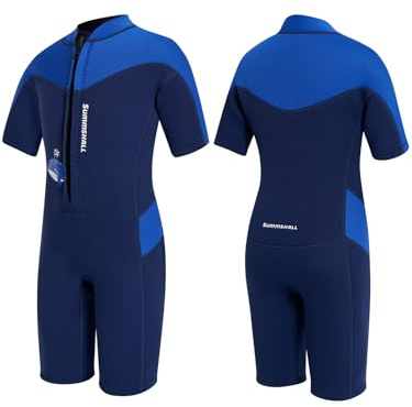 Summshall 2.5mm Neoprenanzug Kinder | Thermischer UV-Schutz Badeanzug für Schwimmen Tauchen Surfen | Wärmender Neopren Shorty für Mädchen Jungen 2-12 Jahre