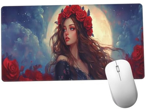 Princesa Alfombrilla Ratón 1400x600x3mm Alfombrilla Raton XXL con Base de Goma Antideslizante, Accesorios Gaming Rosa, Ordenador Gamer Regalos, Mouse Pad Gaming Mejora La Precisión Y La Velocida Y890