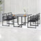 EROMMY Patio Bistro Set – PE Rattan Chairs with Folding Backrest & Tempered Glass Tabletop, Outdoor Dining Set for Small Garden, Balcony, Poolside (Black, 6 PCS)