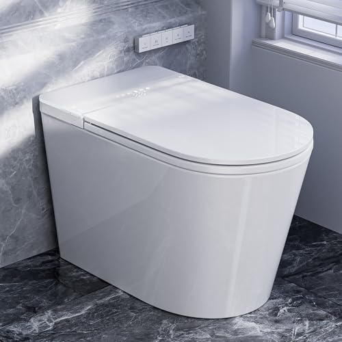 BATHKITY - One Piece Smart Toilet for Bathroom, Modern Electric Tankless Toilet with Auto Flush, Heated Seat, Night Light, 1.32 GPF/Half Flush Full Flush