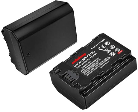 NP-FZ100 Battery for Sony Alpha Camera - A7III A7IV A7C II A6700 A7SIII | 2Pack 2280mAh for Sony Photography Enthusiast
