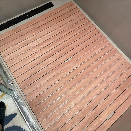 Douche caillebotis Tapis De Douche en Teck pour Douches Extérieures/intérieures, Tapis De Baignoire en Bois, Plancher De Salle De Bain en Bois Résistant À(50 X 115cm/20 x 45in)