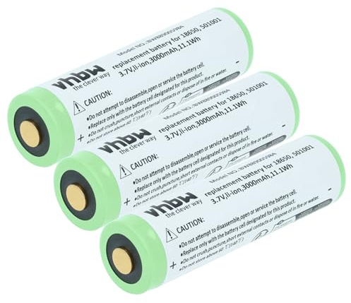 vhbw 3X Akku kompatibel mit Ledlenser iH11R, H8R, H8R SE, MH10, MH11, iH8R, C7R, C7R Classic Taschenlampe Kopflampe (3 Ah, 3,7 V, Li-Ion)