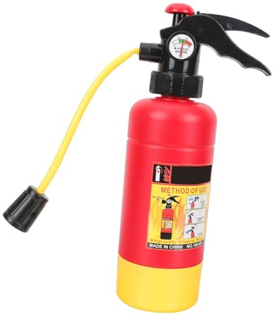 Extintor Juguete Rojo de Plástico, Rociador de Agua para Niños | Marcas Realistas, Mango de Bomba para Presión, Rellenable Agua