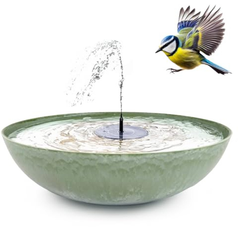 Solar-Brunnen Set für draußen mit 45 cm Schale grün als Garten-Brunnen Spring-Brunnen
