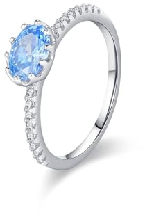 Tolldek Weißgold Au 375/585/750 Eheringe, Elegant Reihe Solitärring mit Topas Blau Ovalschliff Echt Schmuck, 9K/14K/18K Weiß Gold Verlobungsring mit Moissanit, Gr.47-65