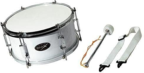 GEWA Marching Drum, Marschtrommel 12 x 7, Holzkessel weiß, inkl. Trageriemen und Schlägel