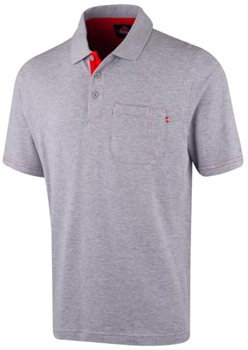 Lee Cooper LCTS011 Men's Classic Workwear Pique Collared Cotton Polo Shirt, Grey Marl, M