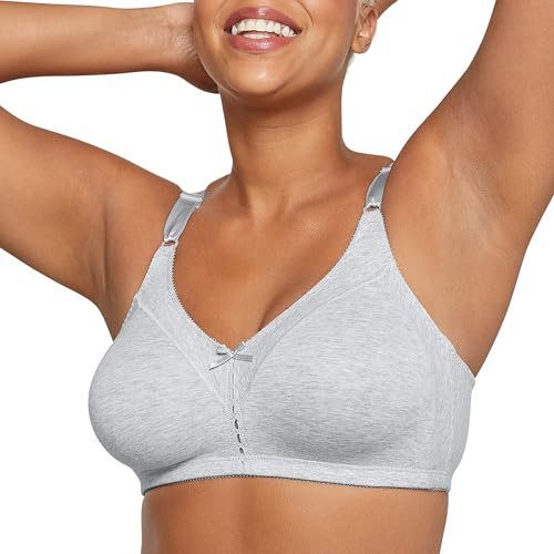 Bali Women's Double Support Cotton Stretch Wire-Free Bra, Heather Grey, 34D