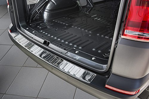 Avisa Edelstahl Heckstoßstangenschutz kompatibel mit Volkswagen Transporter T6 2015-2019 & FL 2019-2020 & T6.1 2020-2022 (mit Heckklappe) 'Ribs' | kompatibel mit Volkswagen Transporter T6 2015-2019 & FL 2019-2020 & T6.1 2020-2022 (mit Heckklappe) - Silber