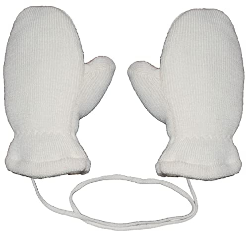 alles-meine.de GmbH sehr weiche MERINO-Wolle Strick & Fleece - Fausthandschuhe - WEISS/Beige - Größe: 1,5-2 Jahre - Baumwolle & Schurwolle - Kinder/Baby - gefüttert -..