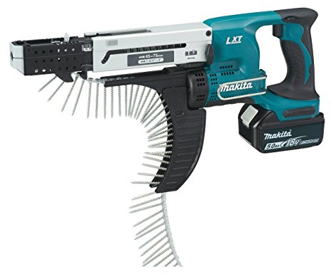 Makita DFR750RTE 18V Li-ion LXT Auto-Feed Screwdriver Complete with 2 x 5.0 Ah Batteries and Charger Supplied in a Makpac Case