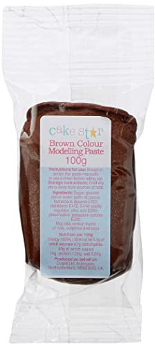 CAKE STAR Colour Edible Modelling Pastes- Sugar Paste For Figure Models- Flowers- Floral Gums- & Other Cake Decorations- Sets Hard- Smooth Finish - Brown 100g