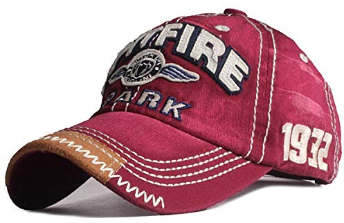 Baseballcap Spitfire Distressed Snapback Vintage Used Look Retro Flugzeug Oldschool Kappe Mütze Cap Schirmmütze Basecap verstellbar (rot)