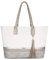 David Jones - Damen Tote Shopper Große Kapazitat - Schultertasche Weiche Leinwand Lange Henkel - Frau Mehrfarbig Gestreift Tragetasche - Shopping Handtasche A4 Arbeit Reise Schule Tasche - Weiß