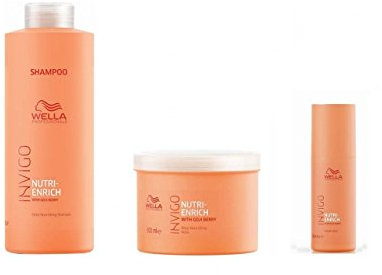 Wella INVIGO Nutri-Enrich Deep Nourishing Shampoo 1000ml, Mask 500ml and Wonder Balm 150ml