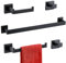 TURS Black Bathroom Hardware Set - 5-Piece Set Includes 23.6 Inch Towel Bar, Hand Towel Holder, Toilet Paper Holder, 2 Robe Hooks - SUS304 Stainless Steel
