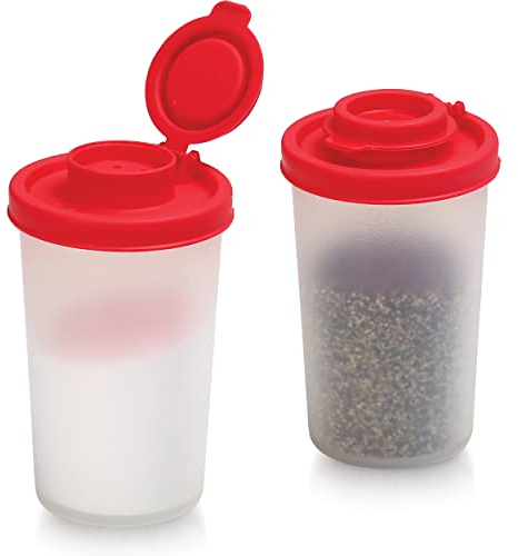 Salt and Pepper Pots – Shakers in a Range of Sizes – Non-Toxic Set for Home, Camping, Picnics, Lunch Boxes – Transparent Set - Big, 2 Pack