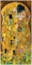 Wallario Design-Wanduhr Der Kuss von Klimt aus Glas, Motiv-Uhr Größe 30 x 60 cm, weiße Zeiger