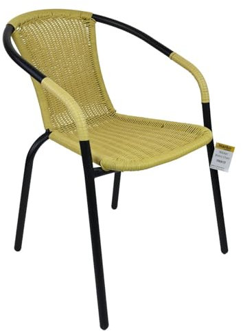 marko Outdoor Bistro Chair Outdoor Tan Mocha Wicker Rattan Woven Seat Black Metal Frame Patio Seats